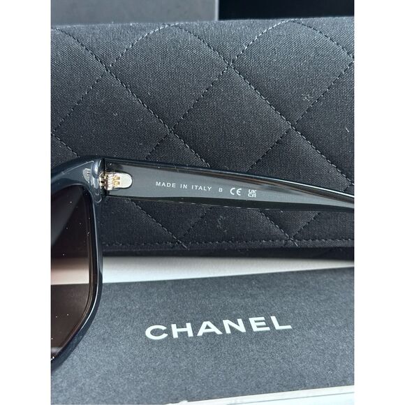 NWT Chanel Acetate Polarized Square CC Sunglasses 5380 Black OS $415 - Picture 6 of 11